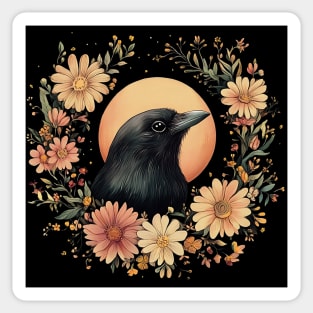 Enigmatic Raven Art – Mysterious Gothic Bird Illustration Sticker